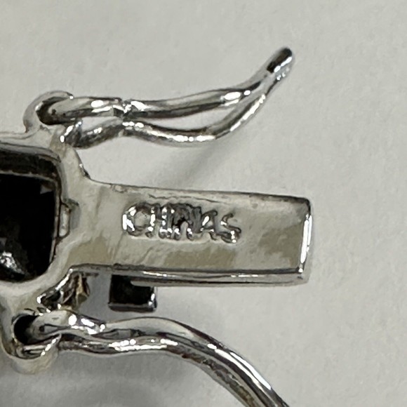 Bracelet Black Faceted Tennis Style Two Toned Safety Clasp IJDI China 925 Marked - Picture 8 of 13